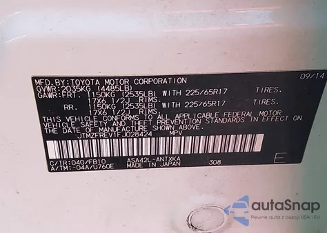 2015 Toyota Rav4 Le z USA, uszkodzony, nr VIN JTMZFREV1FJ028424